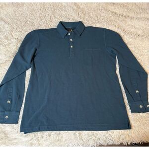 Weekendz off long sleeve button front henley stripe polo collar t-shirt L
